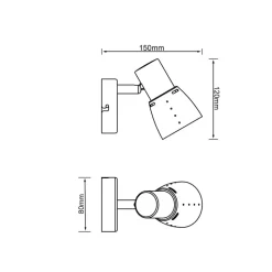Lava veggspot, bredde 8 cm, antikk kobber, metall