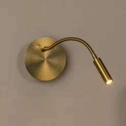 LED batteridrevet veggspot Jolijn, gull matt, fleksibel arm, Ø 11 cm, magnet