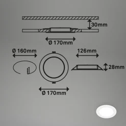 LED innfellingslampe Jeft, Ø 17 cm, hvit, 4000K, dimbar