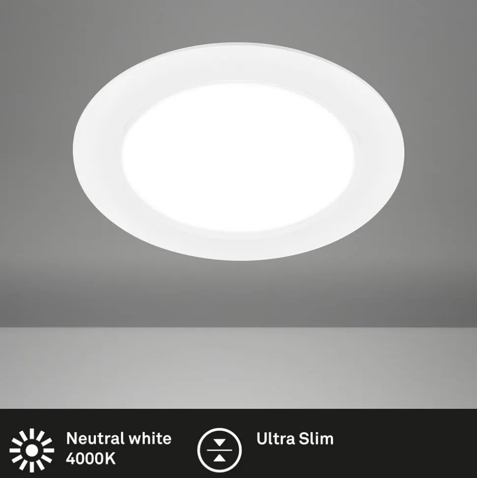 LED innfellingslampe Jeft, Ø 17 cm, hvit, 4000K, dimbar