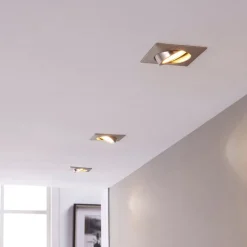 LED innfelt spot Andrej, kantet, nikkel, sett med 3 stk