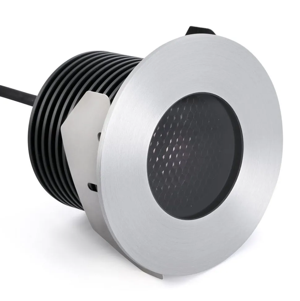 LED innfelt spot grunn, nikkelfarget, Ø 9 cm, aluminium/stål