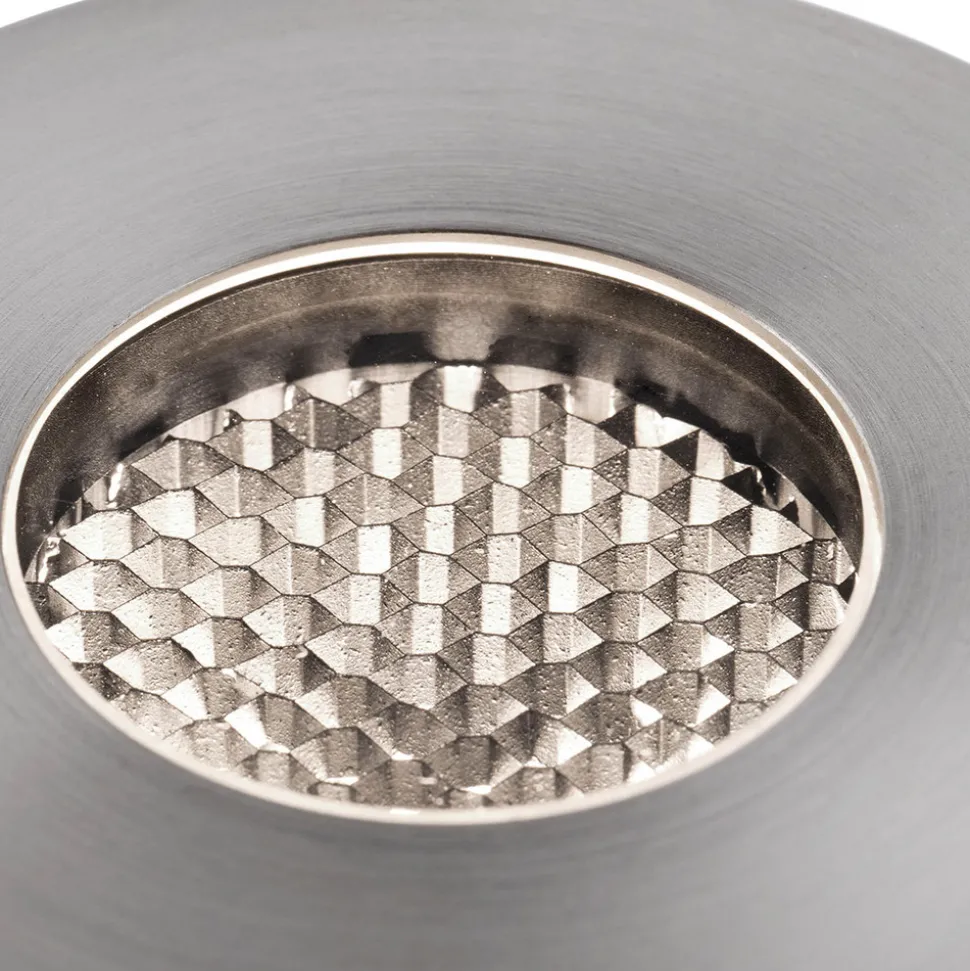 LED innfelt spot grunn, nikkelfarget, Ø 8 cm, aluminium/stål