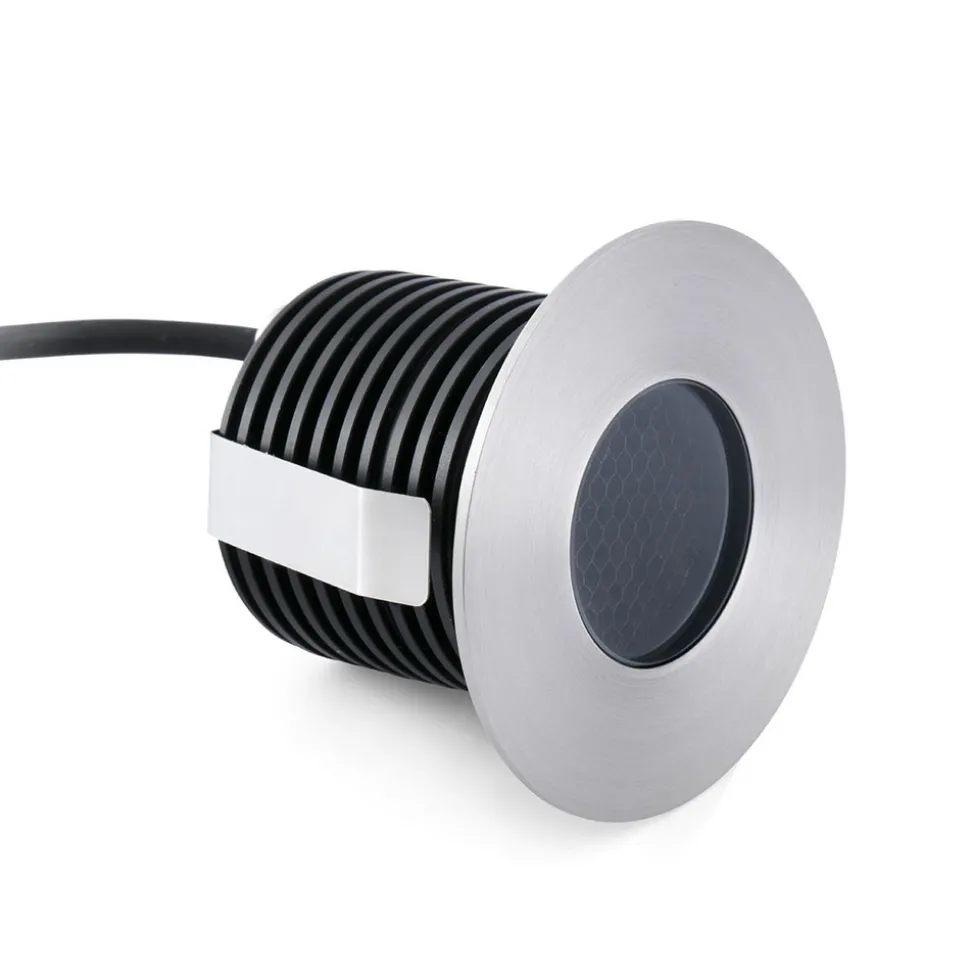 LED innfelt spot grunn, nikkelfarget, Ø 8 cm, aluminium/stål