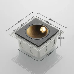 LED innfelt vegglampe Pordis, IP65, kantet