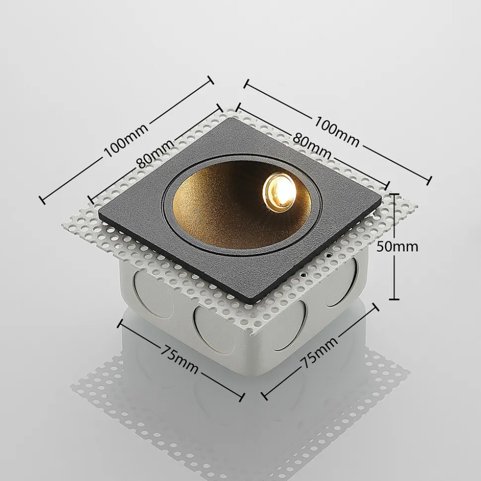 LED innfelt vegglampe Pordis, IP65, kantet