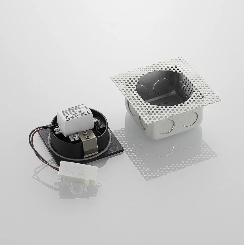 LED innfelt vegglampe Pordis, IP65, kantet