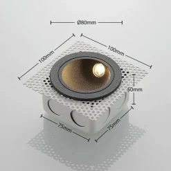 LED innfelt vegglampe Pordis, IP65, rund