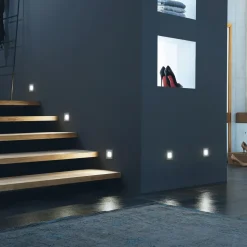 LED innfelt vegglampe Wall F, grå, 0,9 W, 7,5 x 7,5 cm