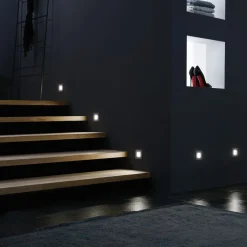 LED innfelt vegglampe Wall F, grå, 1,8 W, 7,5 x 7,5 cm