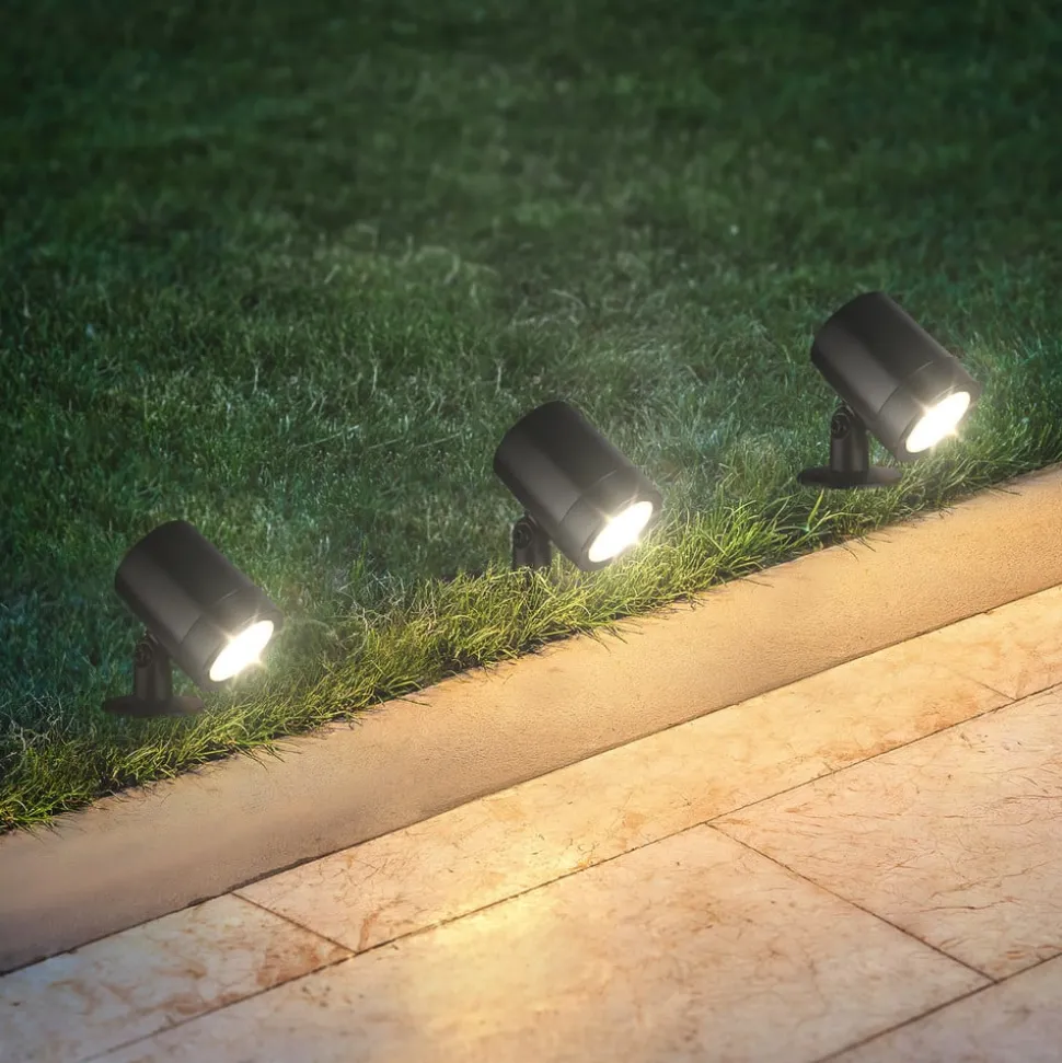 LED jordspyd 3799035, svart, plastsett med 3 stk Ø 5 cm