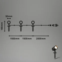 LED jordspyd 3799035, svart, plastsett med 3 stk Ø 5 cm
