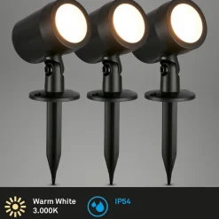 LED jordspyd 3799035, svart, plastsett med 3 stk Ø 5 cm