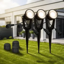 LED jordspydspiss 3919035 12V 3-punkts forlengelse, svart Ø 5 cm