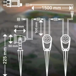 LED jordspydspotlight 3918035 12V startpakke med 3 stk, svart, Ø 5 cm