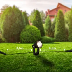 LED jordspydspotlight 3918035 12V startpakke med 3 stk, svart, Ø 5 cm