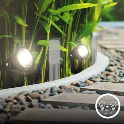 LED jordspydspotlight 3918035 12V startpakke med 3 stk, svart, Ø 5 cm