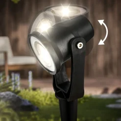 LED jordspydspotlight 3918035 12V startpakke med 3 stk, svart, Ø 5 cm