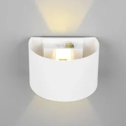 LED oppladbar utendørs vegglampe Talent, hvit, bredde 16 cm, sensor