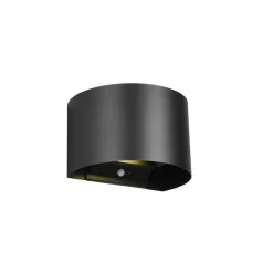 LED oppladbar utendørs vegglampe Talent, svart, bredde 16 cm Sensor