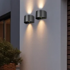 LED oppladbar utendørs vegglampe Talent, svart, bredde 16 cm Sensor