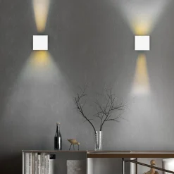 LED oppladbar utendørs vegglampe Talent, hvit, bredde 10 cm, sensor