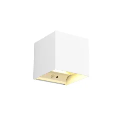 LED oppladbar utendørs vegglampe Talent, hvit, bredde 10 cm, sensor