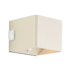LED oppladbar utendørs vegglampe Iseo, beige, bredde 10 cm, sensor