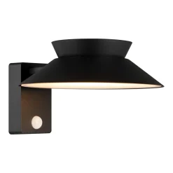 LED solcelle utendørs vegglampe Justina, svart, sensor, metall