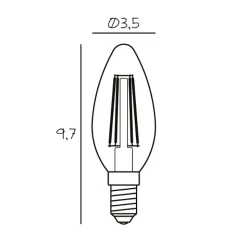 LED stearinlyspære, E14, 3,5 W, 2200 K, glødetråd, dimbar