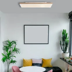 LED taklampe Doro, lengde 80 cm, mørkt tre, tre, CCT