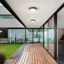 LED utendørs taklampe Owen, mørk grå, metall, 23 cm, IP65