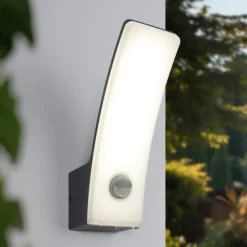 LED utendørs vegglampe Cairo, antrasitt, plast, sensor