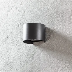 LED utendørs vegglampe Davos rund, mørk grå