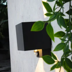 LED utendørs vegglampe Dubai, antrasitt, bredde 10 cm, sensor