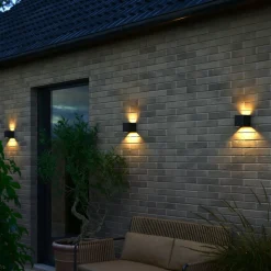 LED utendørs vegglampe Milda kubi, svart, opp/ned, aluminium