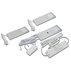 LED-benkbelysning Eco-Pad F 3 stk 3 000 K alu