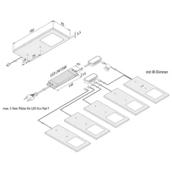 LED-benkbelysning Eco-pad F 5 stk 4 000 K alu