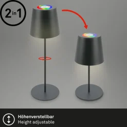 LED-bordlampe 7507015, antrasitt RGBW IP44 berøringsdimmer