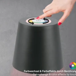 LED-bordlampe 7507015, antrasitt RGBW IP44 berøringsdimmer