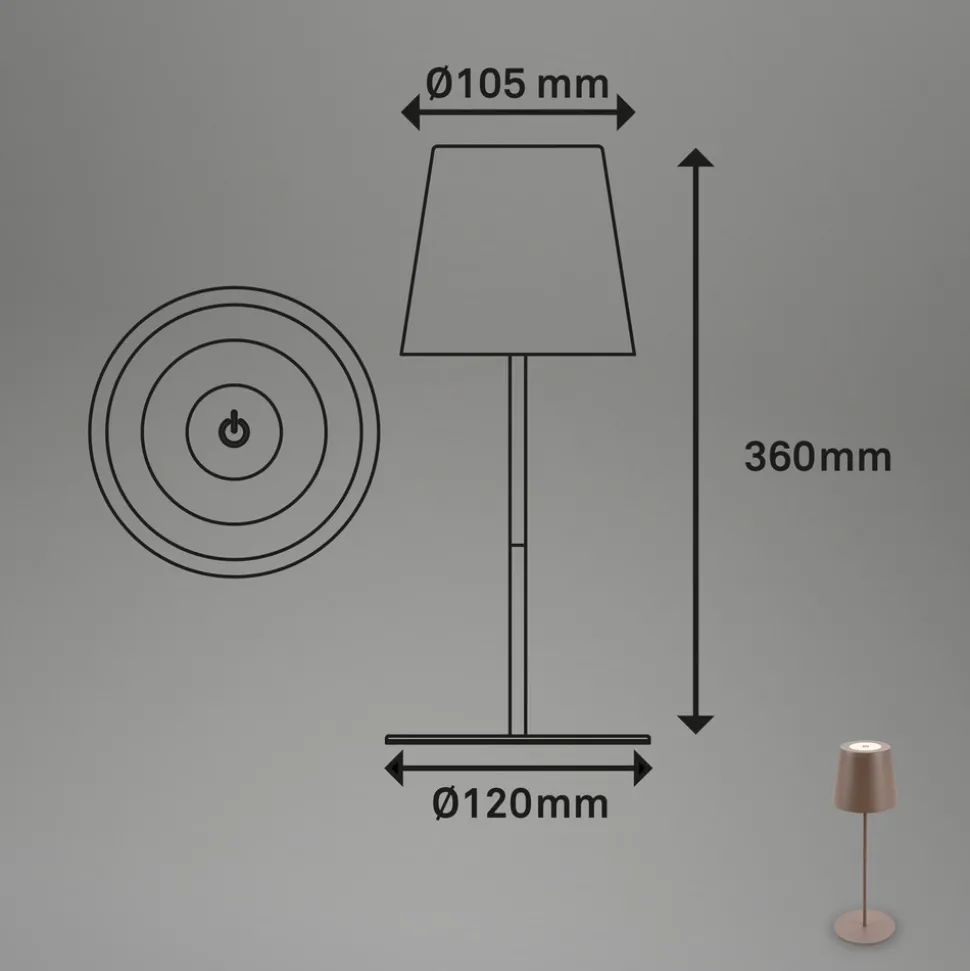 LED-bordlampe 7508012, brun, 2700 K IP44 berøringsdimmer