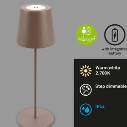 LED-bordlampe 7508012, brun, 2700 K IP44 berøringsdimmer