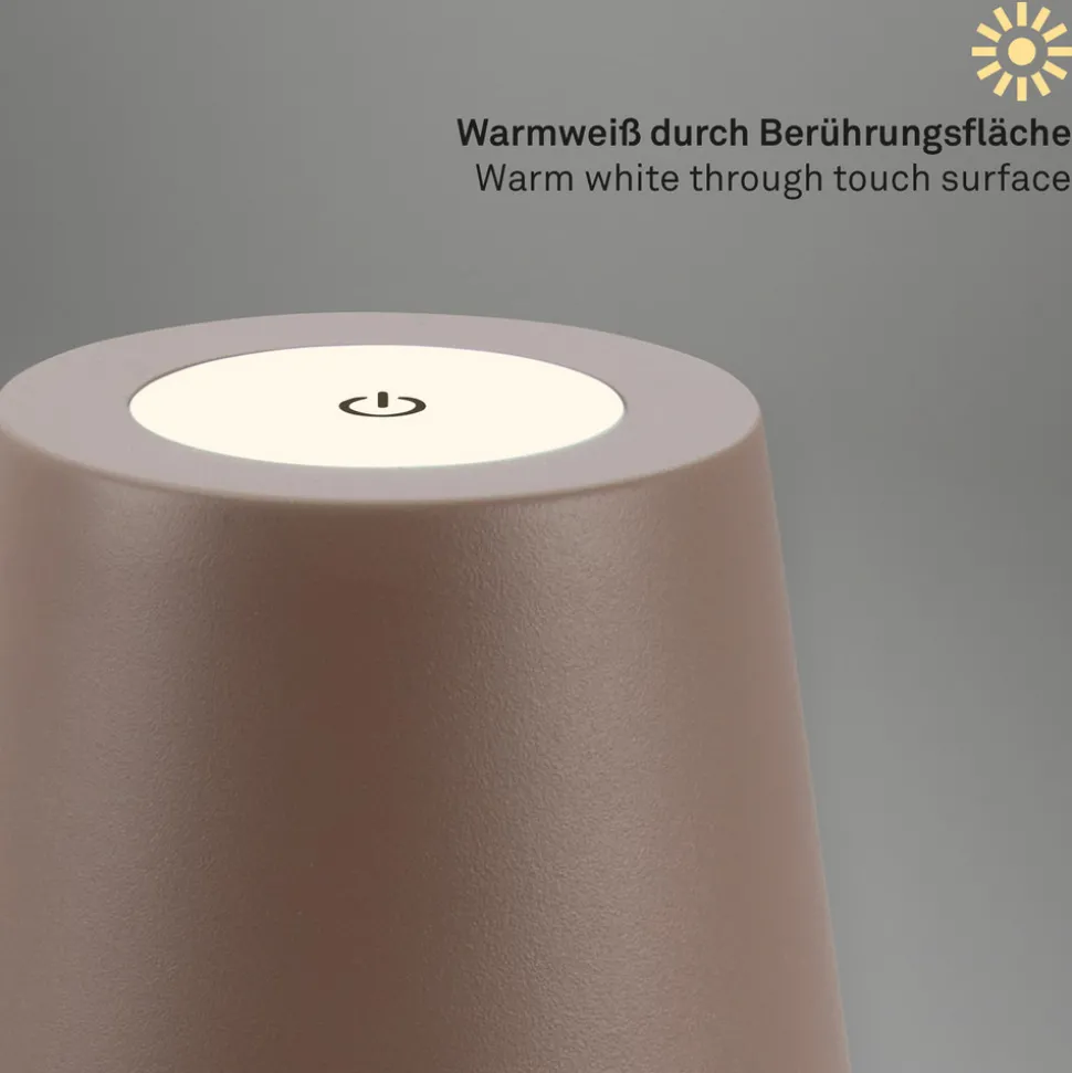 LED-bordlampe 7508012, brun, 2700 K IP44 berøringsdimmer