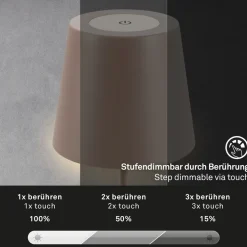 LED-bordlampe 7508012, brun, 2700 K IP44 berøringsdimmer