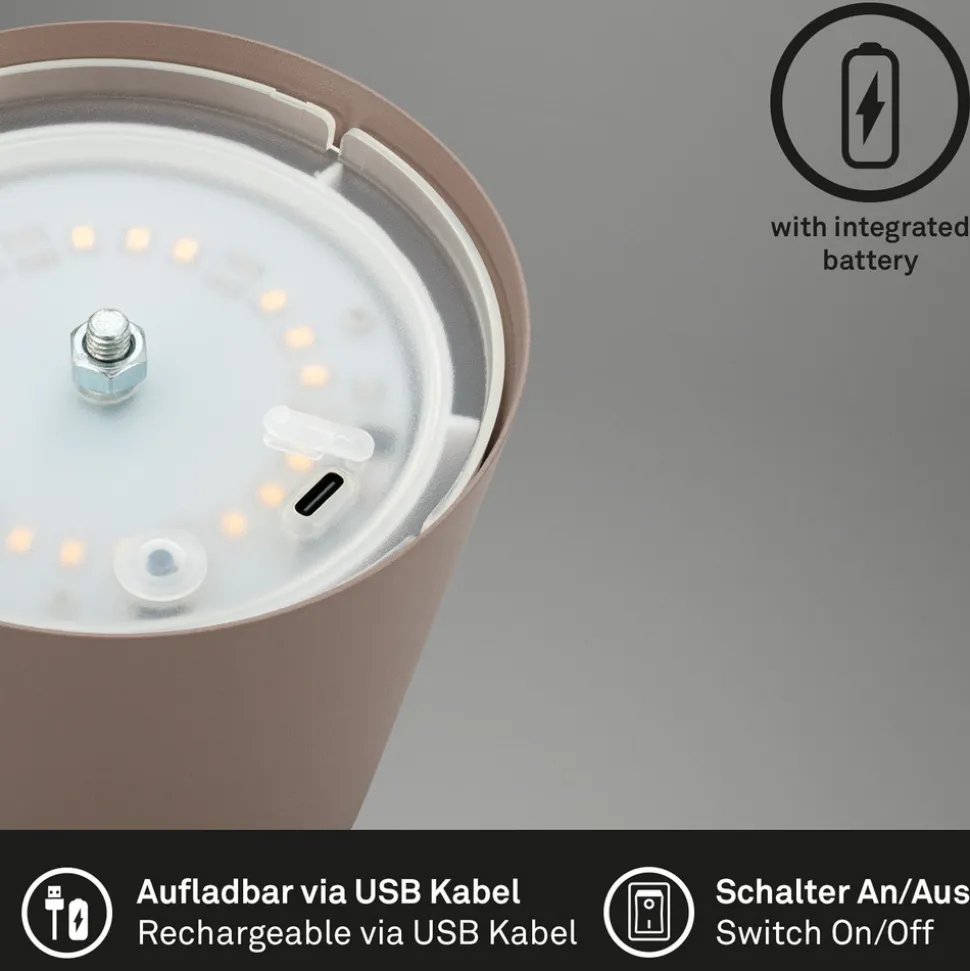 LED-bordlampe 7508012, brun, 2700 K IP44 berøringsdimmer