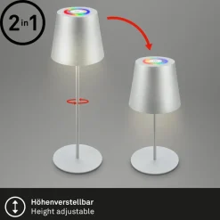 LED-bordlampe 7507015 krom matt RGBW IP44 berøringsdimmer