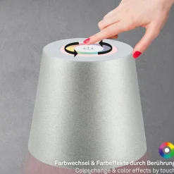 LED-bordlampe 7507015 krom matt RGBW IP44 berøringsdimmer