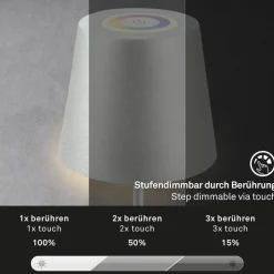 LED-bordlampe 7507015 krom matt RGBW IP44 berøringsdimmer