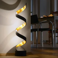 LED-bordlampe Helix, høyde 66 cm, svart-gull