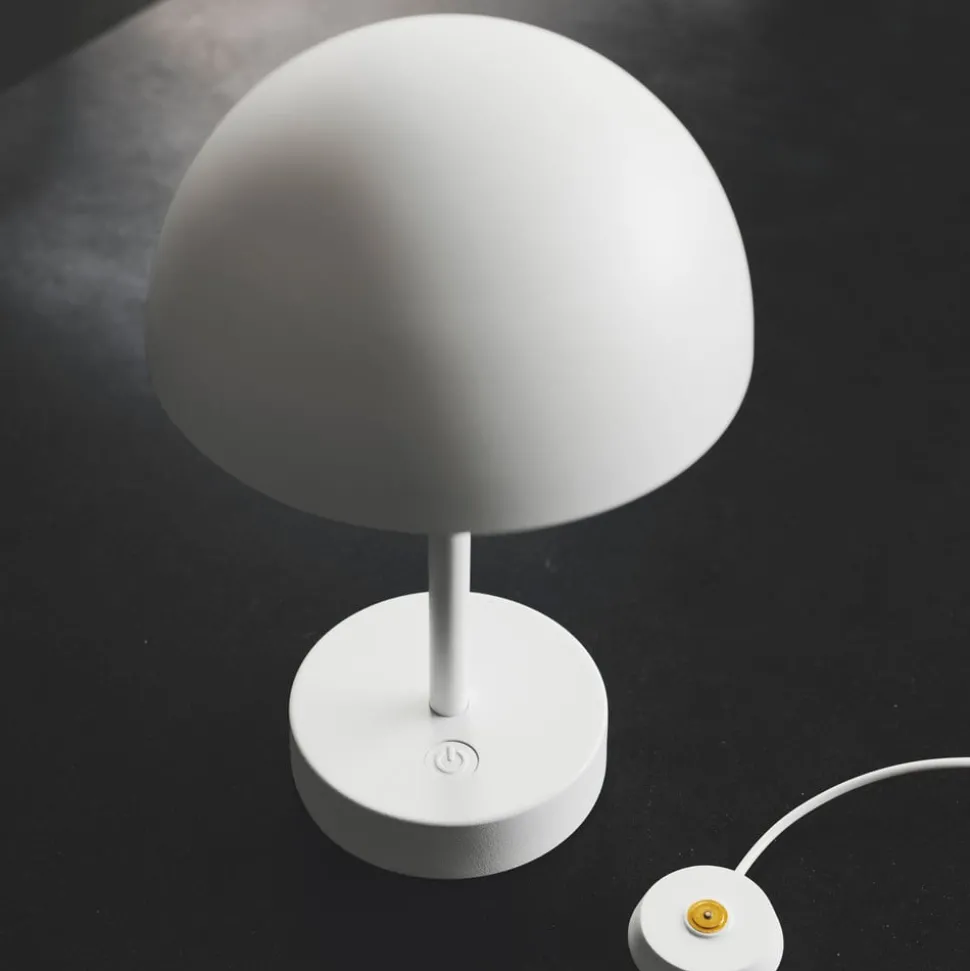 LED-bordlampe med batteri Ellen To-Go, hvit, aluminium